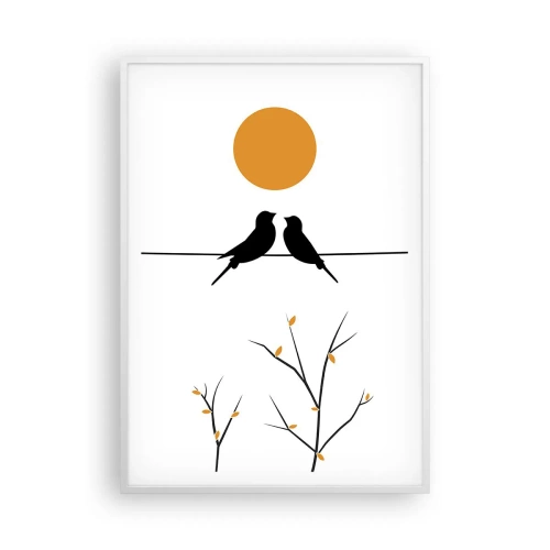 Poster in een witte lijst - Nachtegalen avond - 70x100 cm