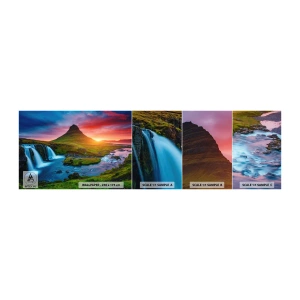 Fotobehang Staaltje Standard Eco - IJsland - vuur en water - Landschap, IJsland, Kirkjufellsfoss - 100x30 cm