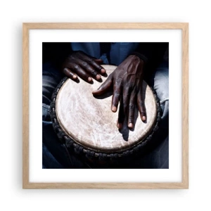 Een poster in een licht eiken lijst - Leef in je eigen ritme - 40x40 cm