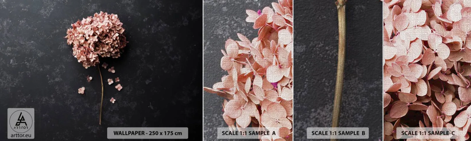 Fotobehang Monster Premium Canvas - Een echt romantisch teken - Bloem, Hortensia, Natuur - 100x30 cm