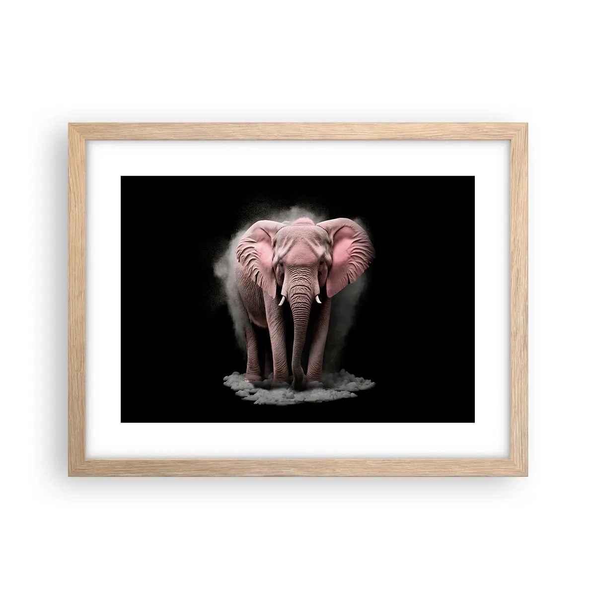 Een poster in een licht eiken lijst - Denk niet aan een roze olifant! - 40x30 cm