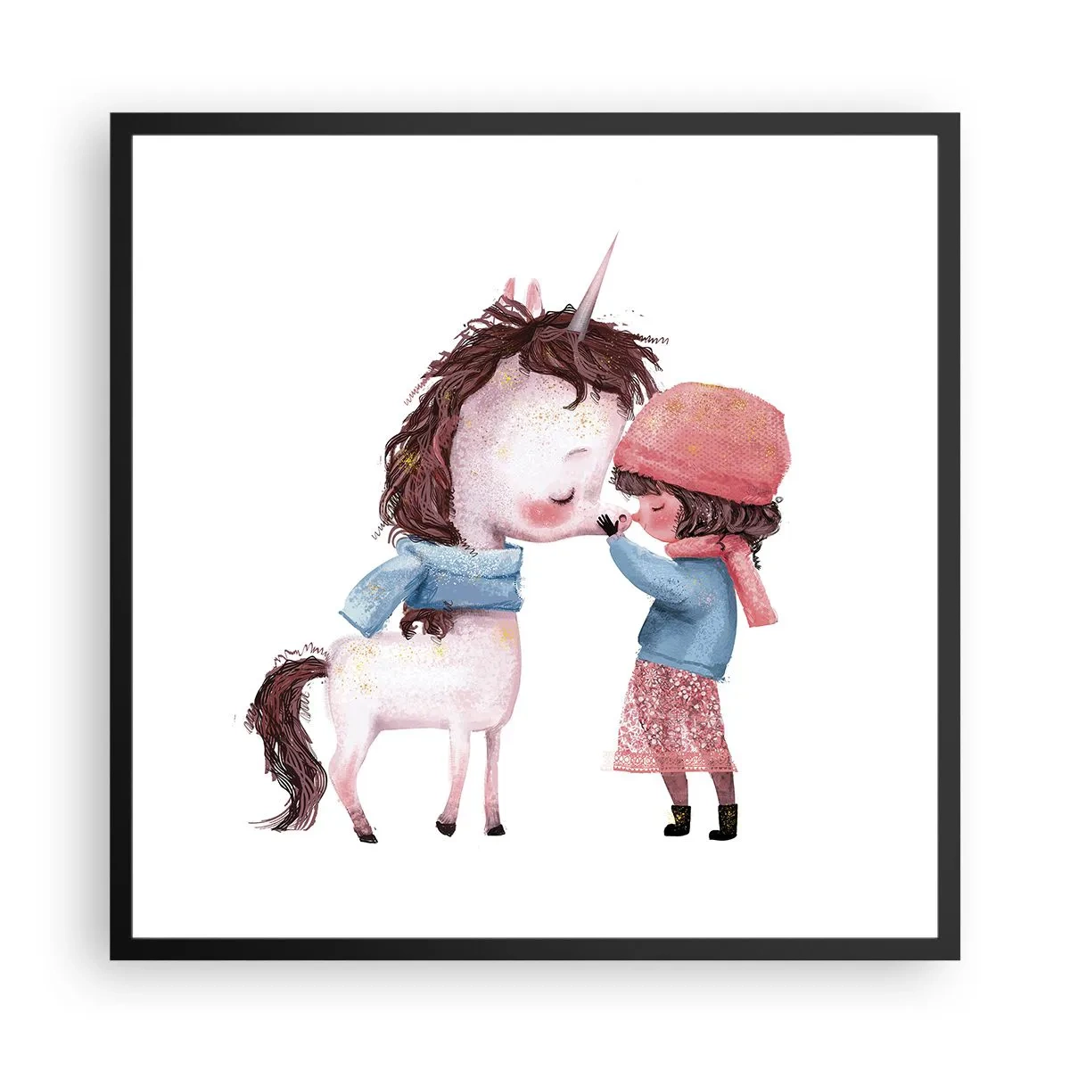 Poster in een zwarte lijst - Een winterverhaal - 60x60 cm