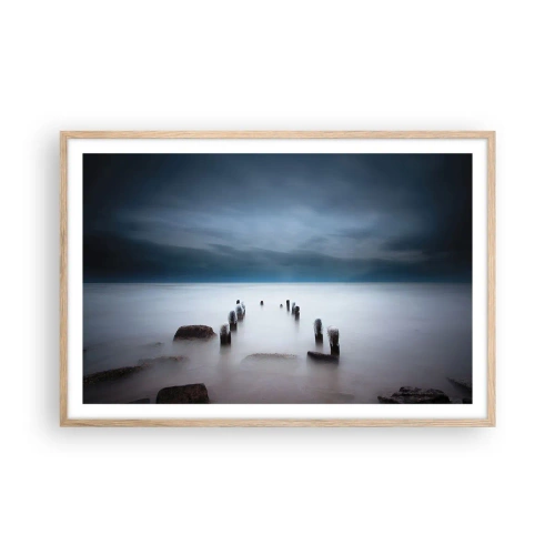 Een poster in een licht eiken lijst - Peinzend meer - 91x61 cm