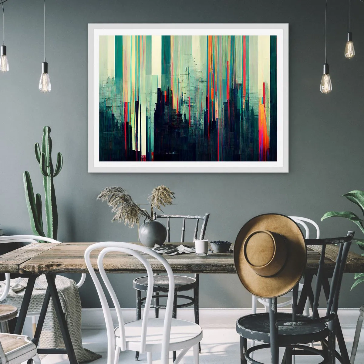 Poster in een witte lijst - Futuristische stad - 50x40 cm