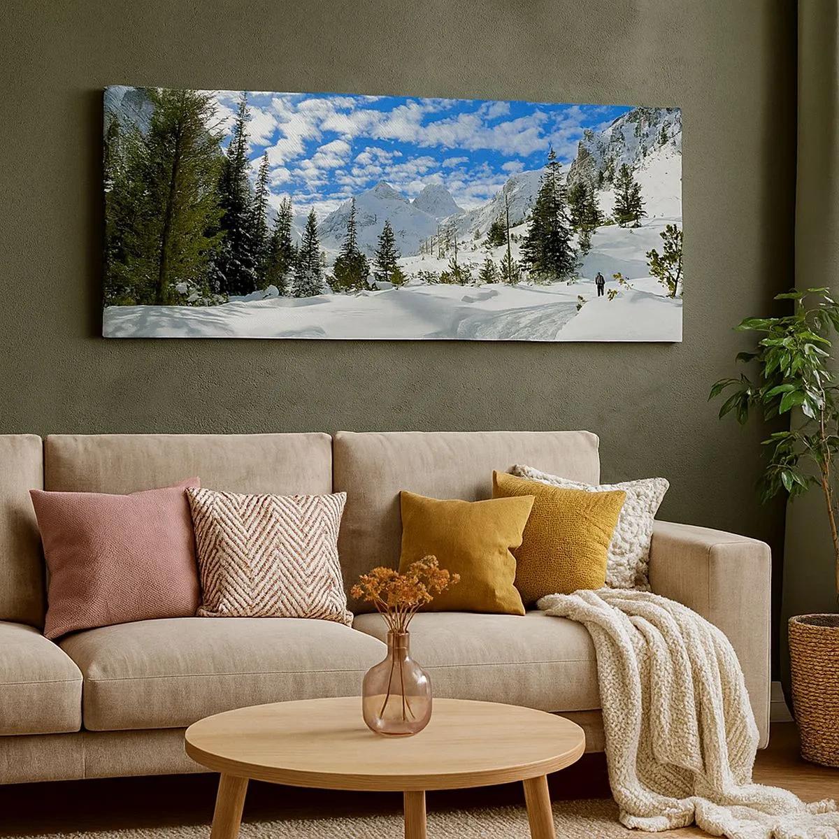 Schilderen op canvas - In de sneeuw en in de zon - 100x40 cm