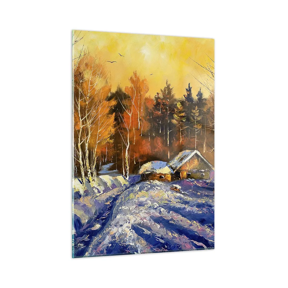 Schilderen op glas - Winter impressie in de zon - 50x70 cm