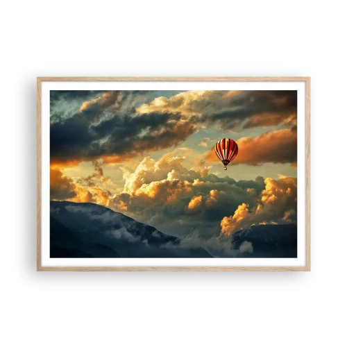 Een poster in een licht eiken lijst - Ik vlieg omdat ik dat wil - 100x70 cm
