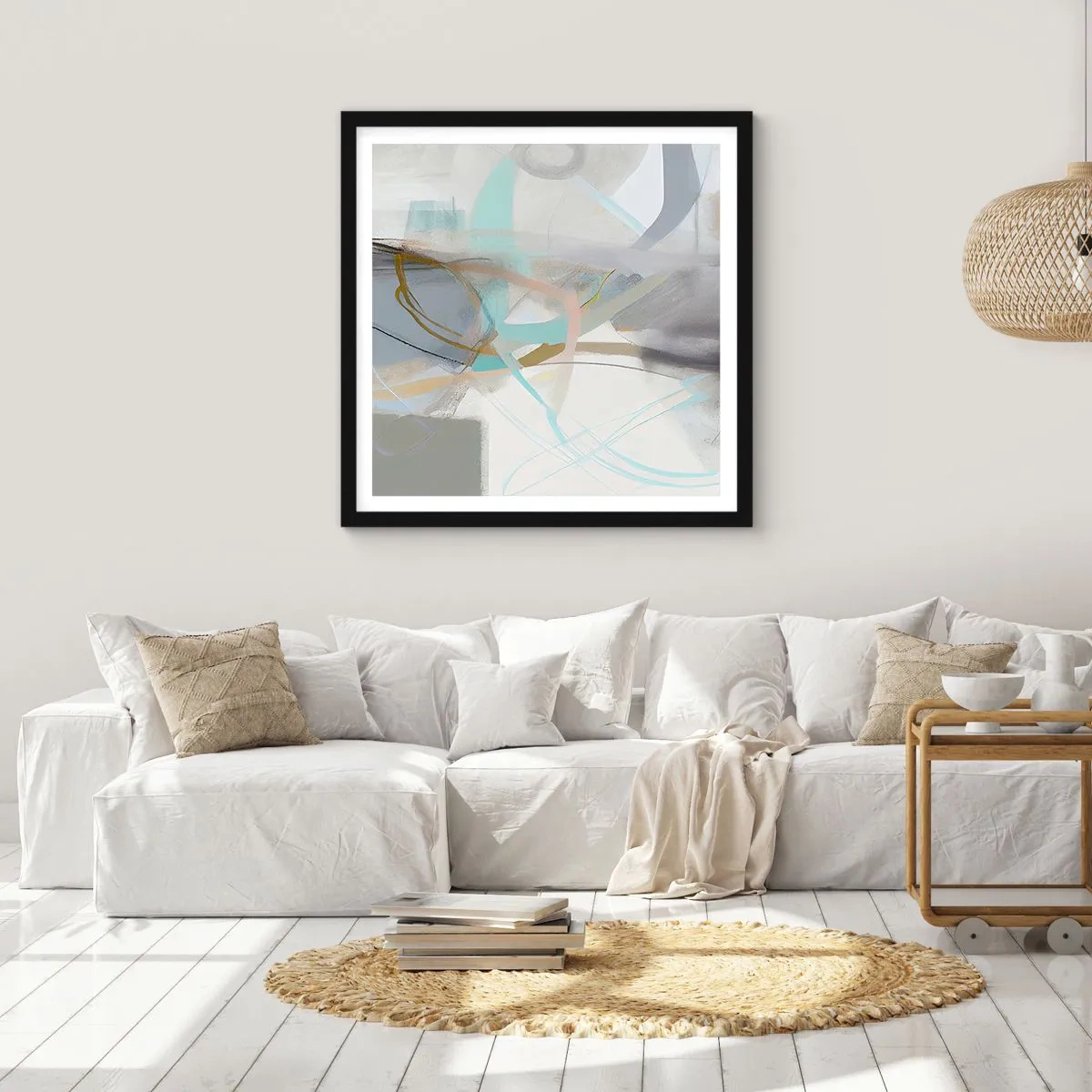 Poster in een zwarte lijst - Mistige abstractie - 40x40 cm