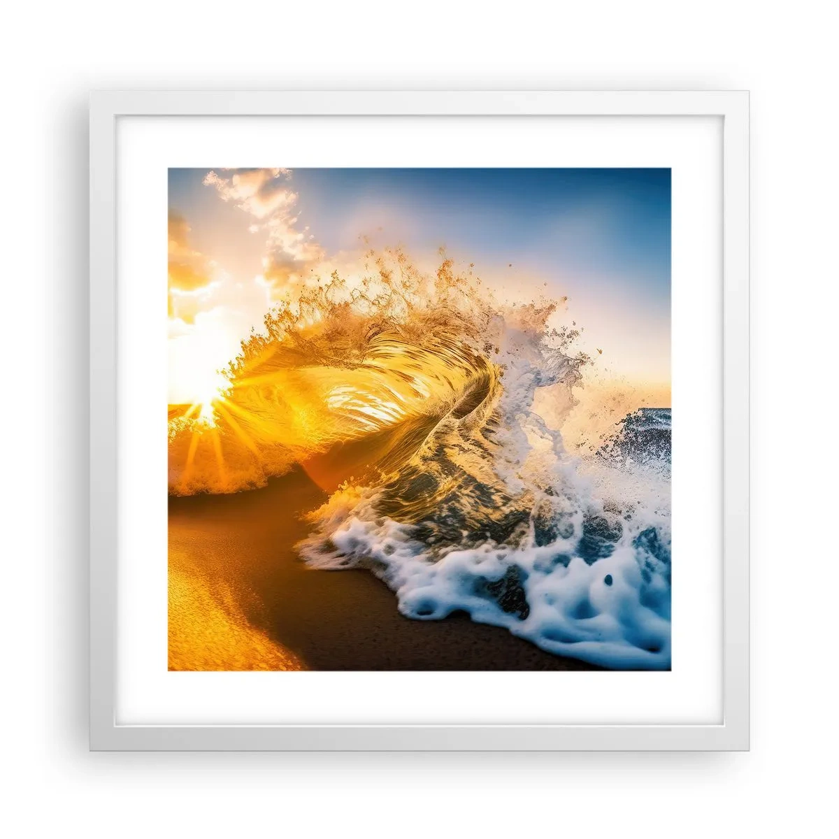 Poster in een witte lijst - Plezier in het zand - 40x40 cm