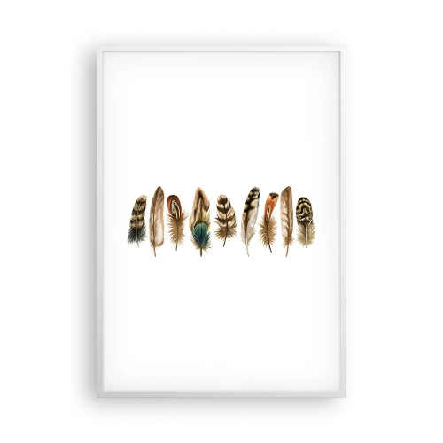 Poster in een witte lijst - Een gevederde variatie - 70x100 cm