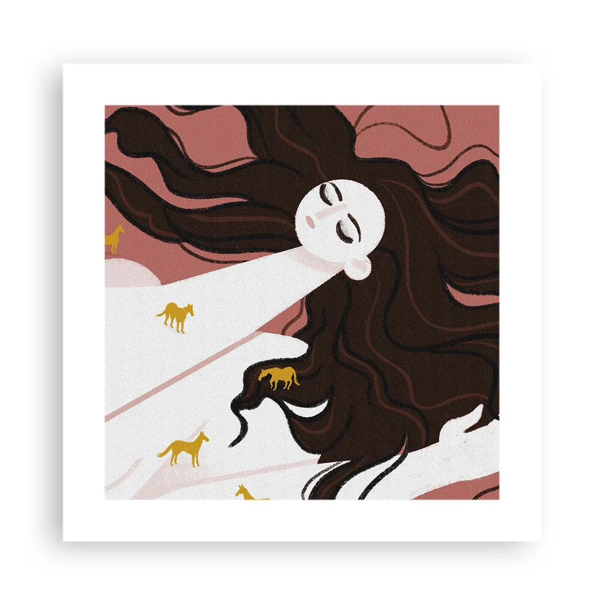 Poster - Droom over een gouden paard - 40x40 cm