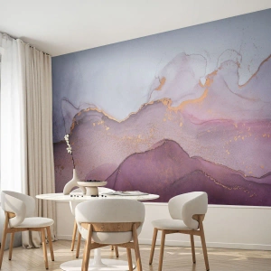 Zelfklevend Fotobehang Deluxe Sticker - Lila en paarse golven - Abstractie, Deel, Moderne kunst. - 450x315 cm