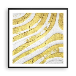 Poster in een zwarte lijst - Compositie in wit en goud - 60x60 cm