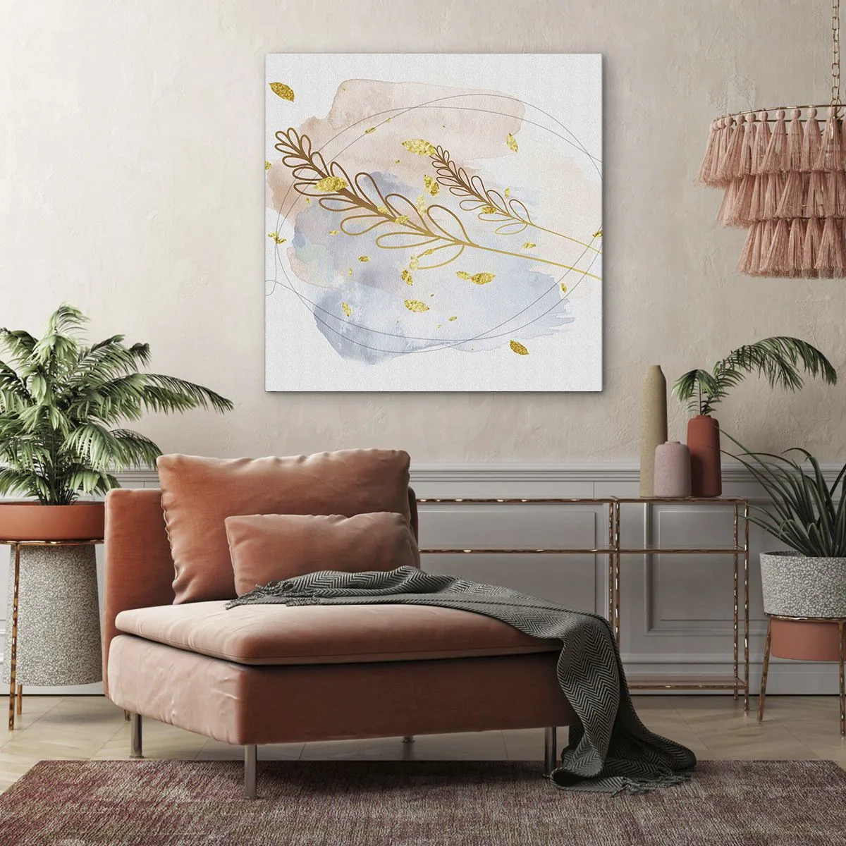 Schilderen op canvas - Gouden explosie - 30x30 cm