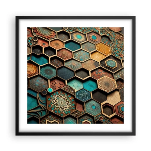 Poster in een zwarte lijst - Arabische ornamenten – variatie - 50x50 cm