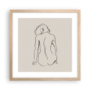 Een poster in een licht eiken lijst - Naakt meisje - 40x40 cm