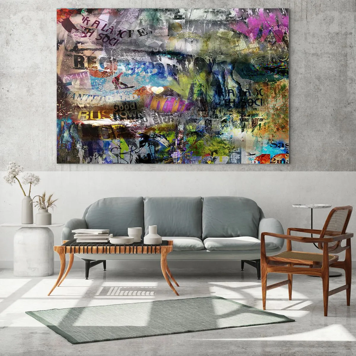 Schilderen op glas - Collage van herinneringen - 100x70 cm