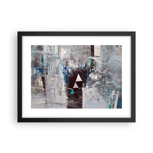 Poster in een zwarte lijst - Overschrijvende volgorde van driehoeken - 40x30 cm