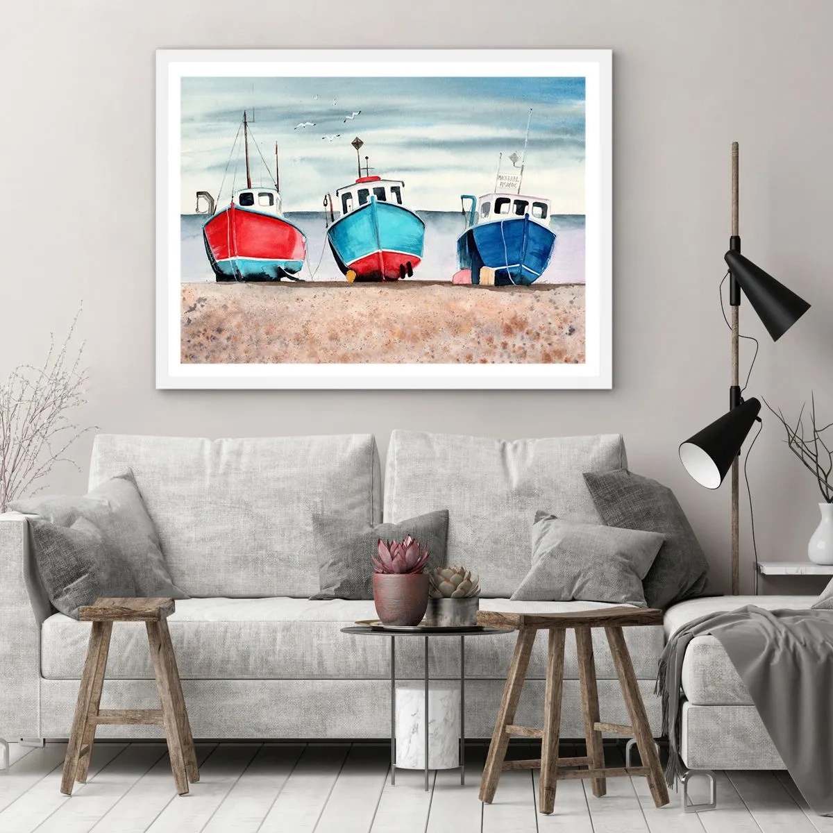 Poster in een witte lijst - Klaar om te vissen - 70x50 cm