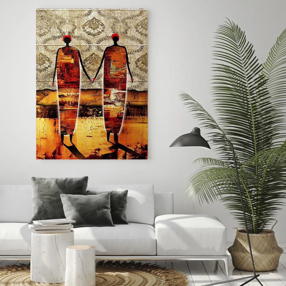 Schilderen op glas - Etnische compositie in de kleuren van Afrika - 70x100 cm