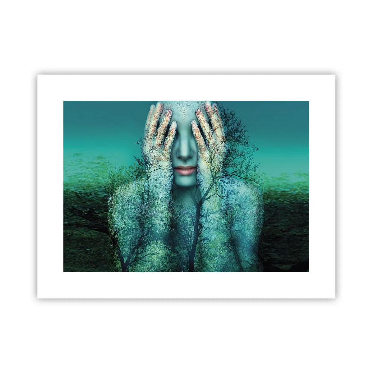 Poster - Ondergedompeld in blauw - 40x30 cm