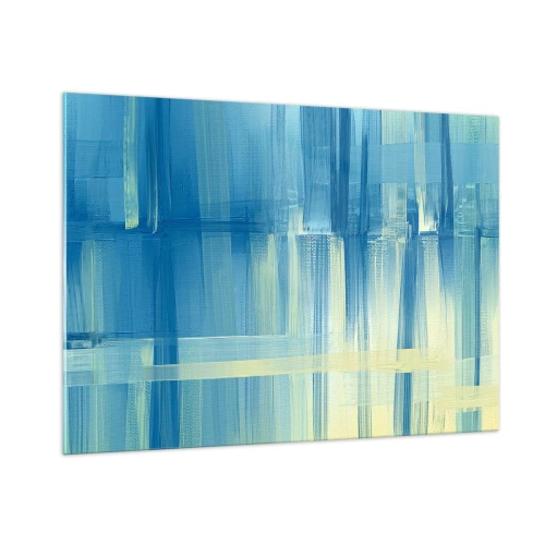 Schilderen op glas - Compositie in turkoois - 100x70 cm