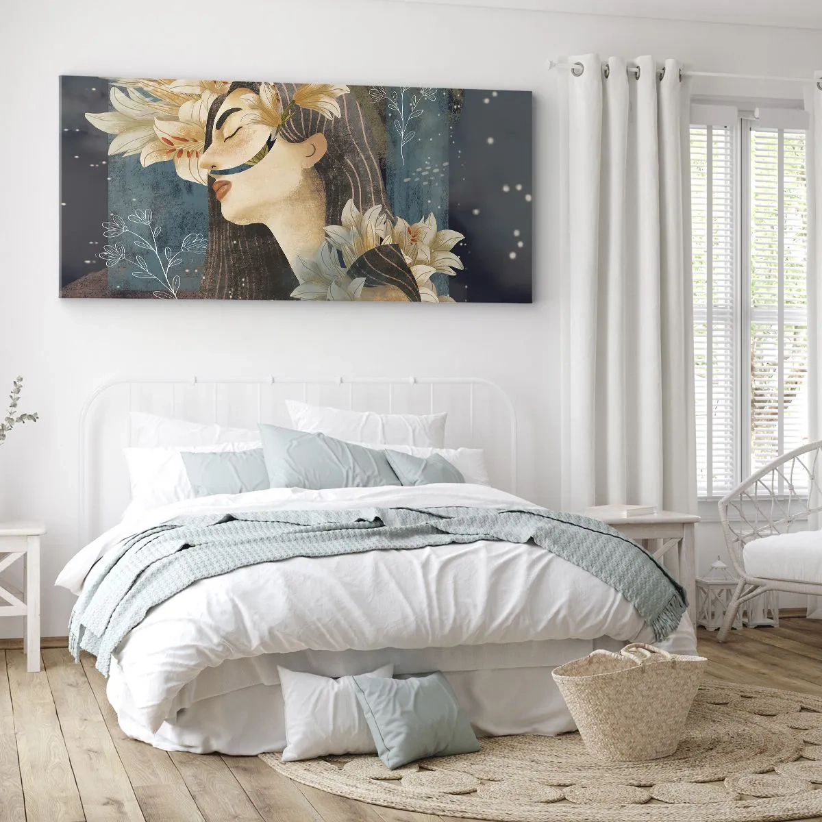 Schilderen op canvas - Een sprookje over een prinses met lelies - 120x50 cm