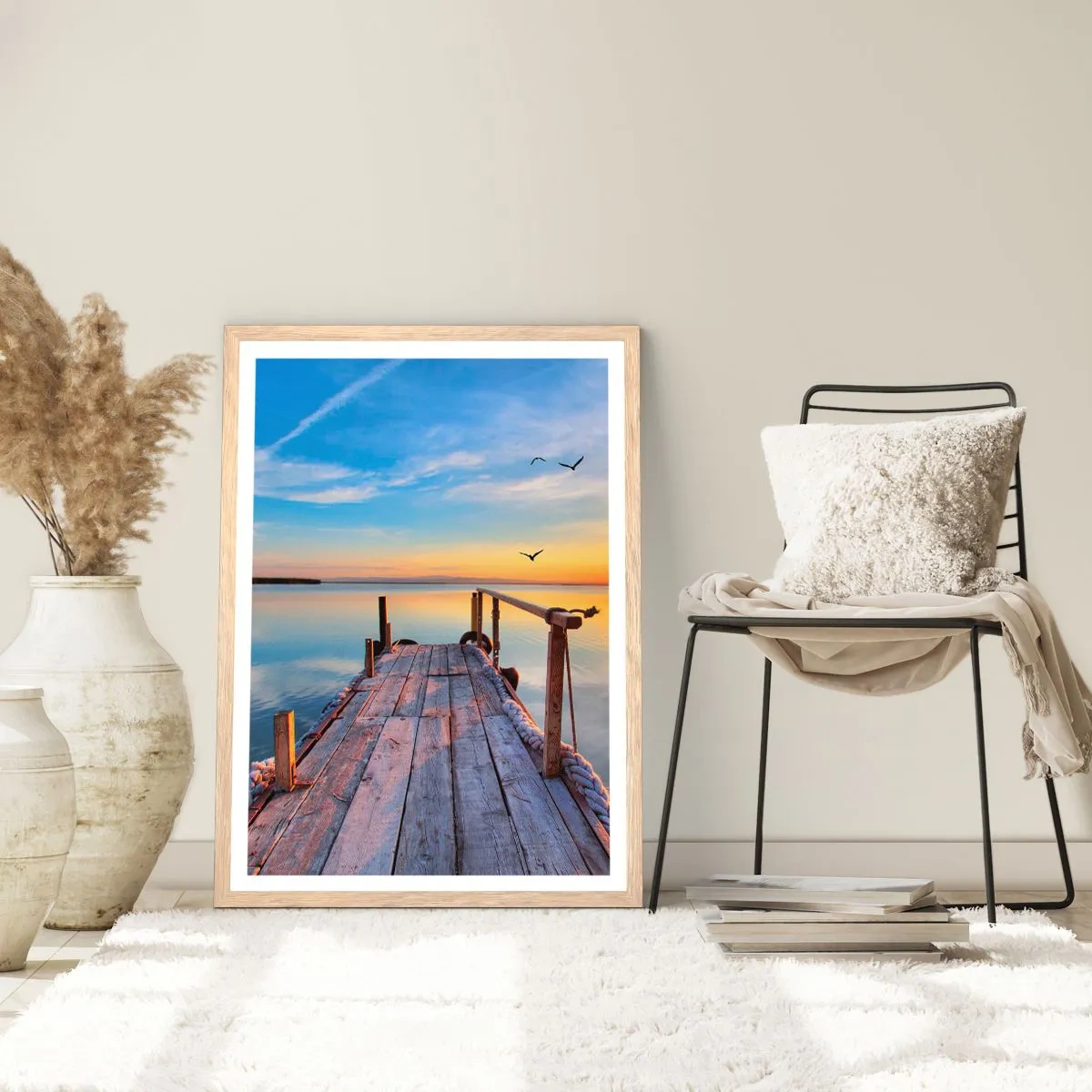 Een poster in een licht eiken lijst - Loop recht naar de zon - 50x70 cm