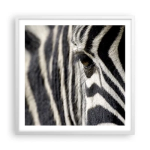 Poster in een witte lijst - Gestreept portret - 60x60 cm