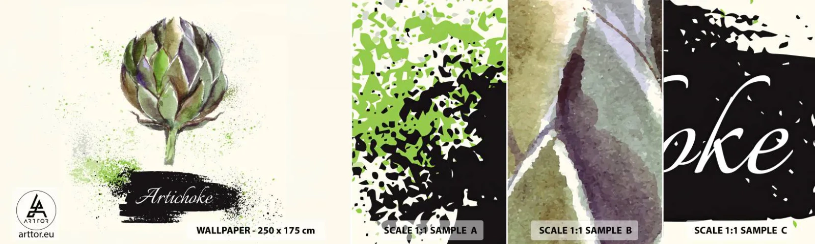 Fotobehang Staaltje Standard Eco - Eviva-groenten! - Artisjok, Keuken, Waterverf - 100x30 cm