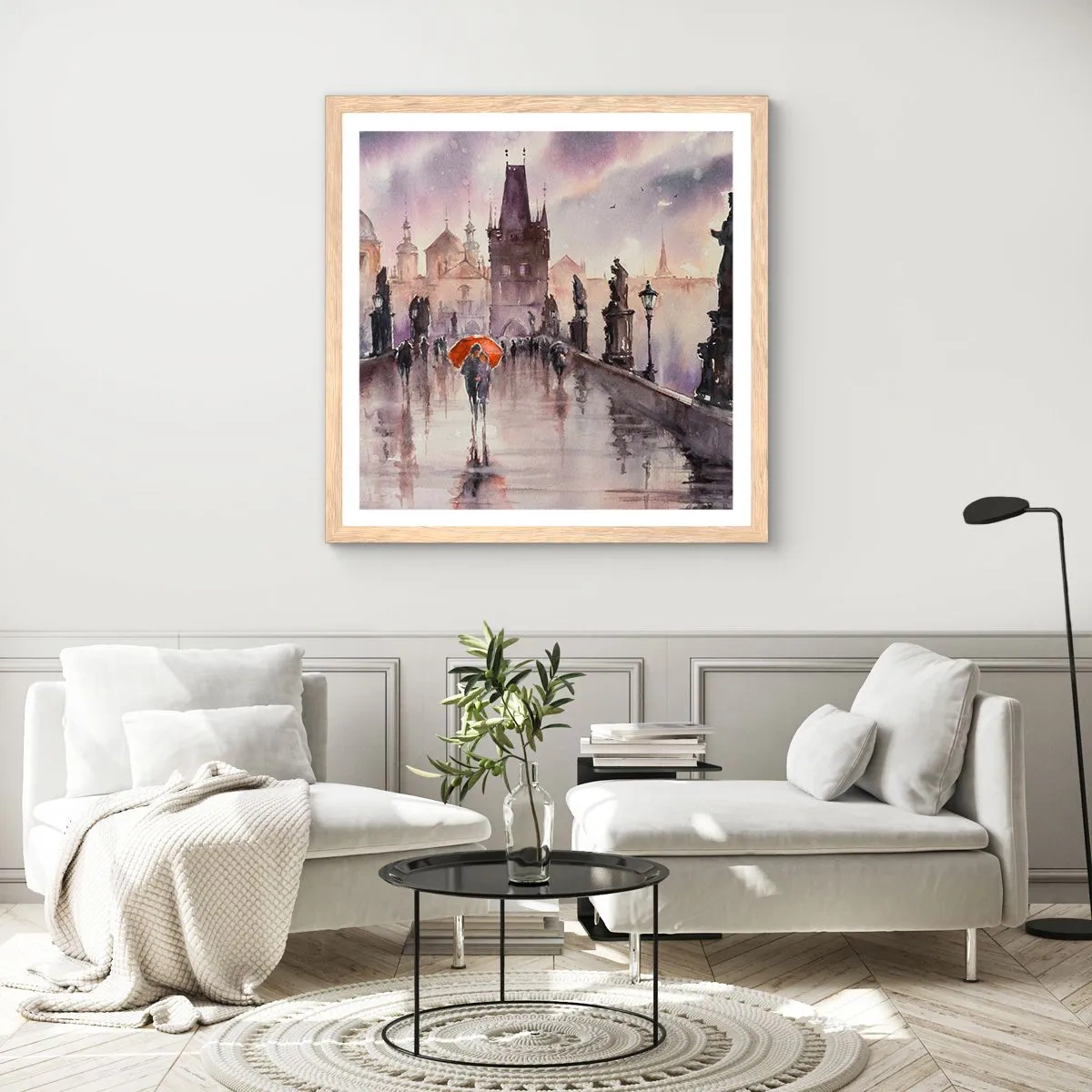 Een poster in een licht eiken lijst - Mensen veranderen niet - 40x40 cm