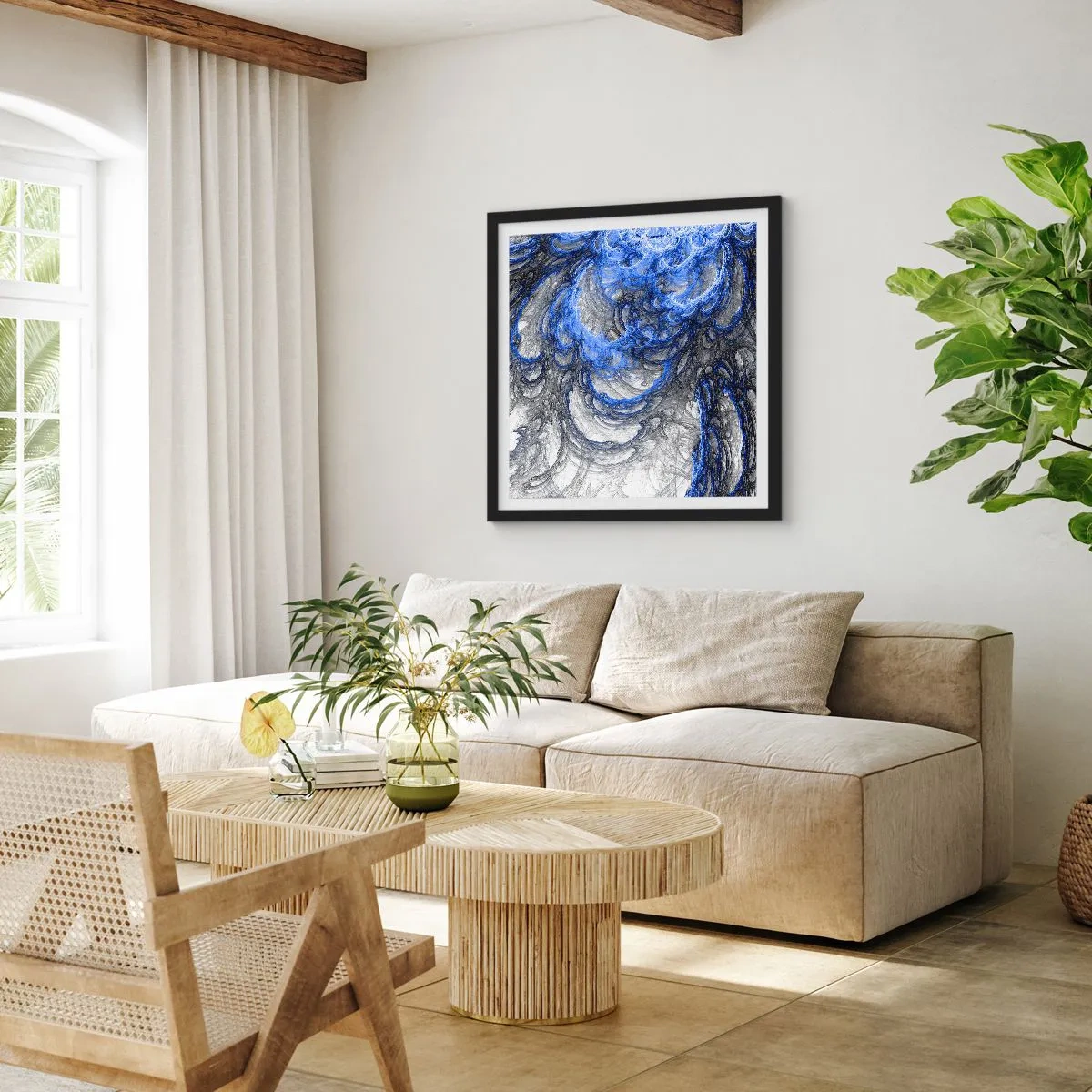 Poster in een zwarte lijst - De geboorte van een golf - 50x50 cm