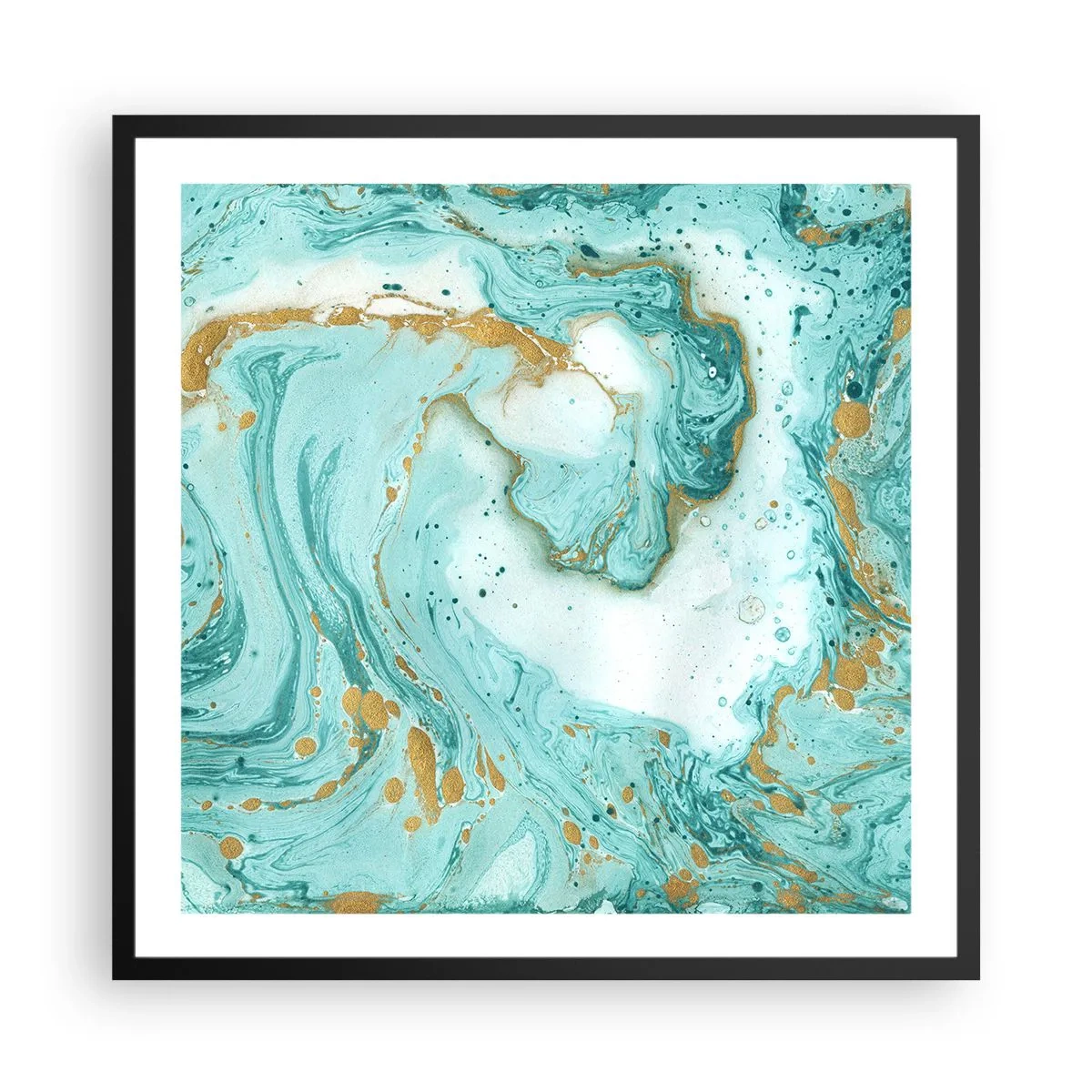 Poster in een zwarte lijst - Onder de grote golf van het Edo-tijdperk - 60x60 cm