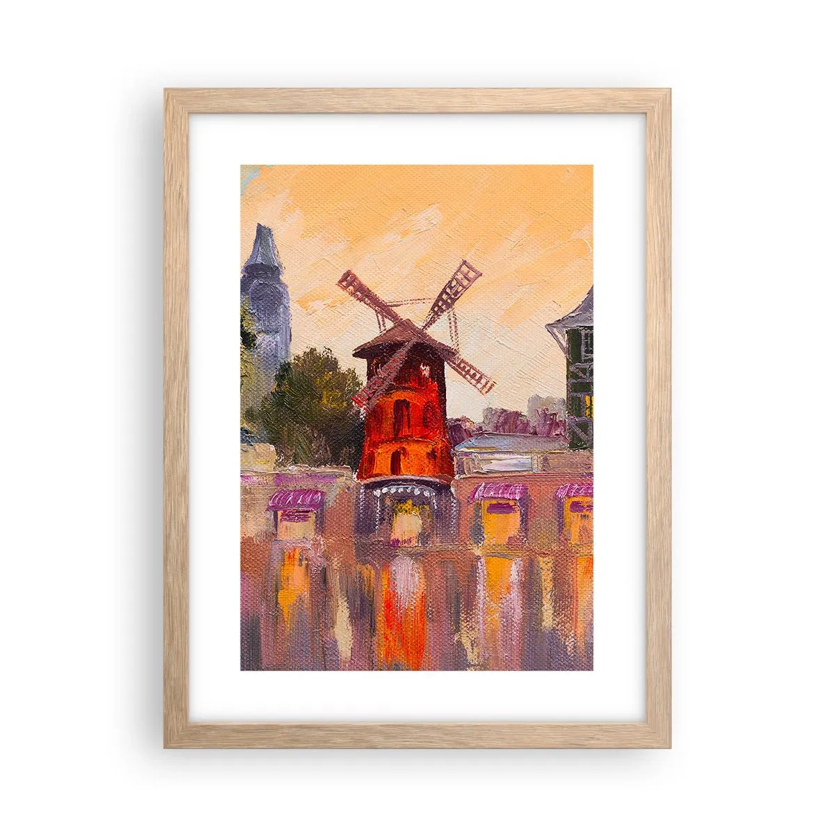 Een poster in een licht eiken lijst - Parijse iconen – Moulin Rouge - 30x40 cm