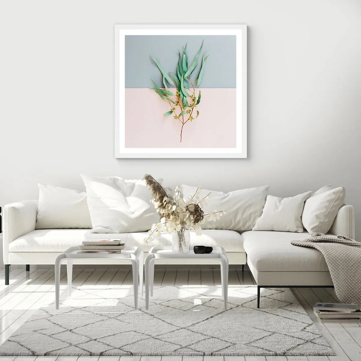 Poster in een witte lijst - Subtiliteit in pastelkleuren - 60x60 cm