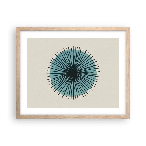 Een poster in een licht eiken lijst - Stralend in het blauw - 50x40 cm