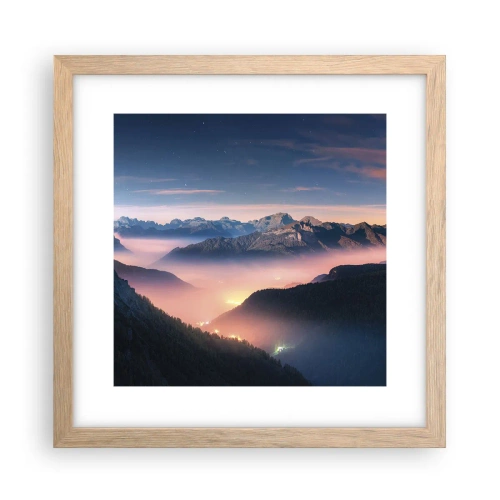Een poster in een licht eiken lijst - Licht in de dalen - 30x30 cm
