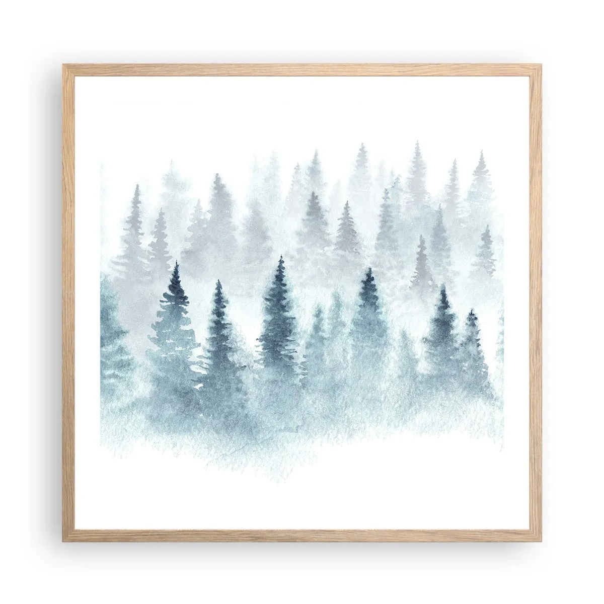 Een poster in een licht eiken lijst - Gehuld in mist - 60x60 cm