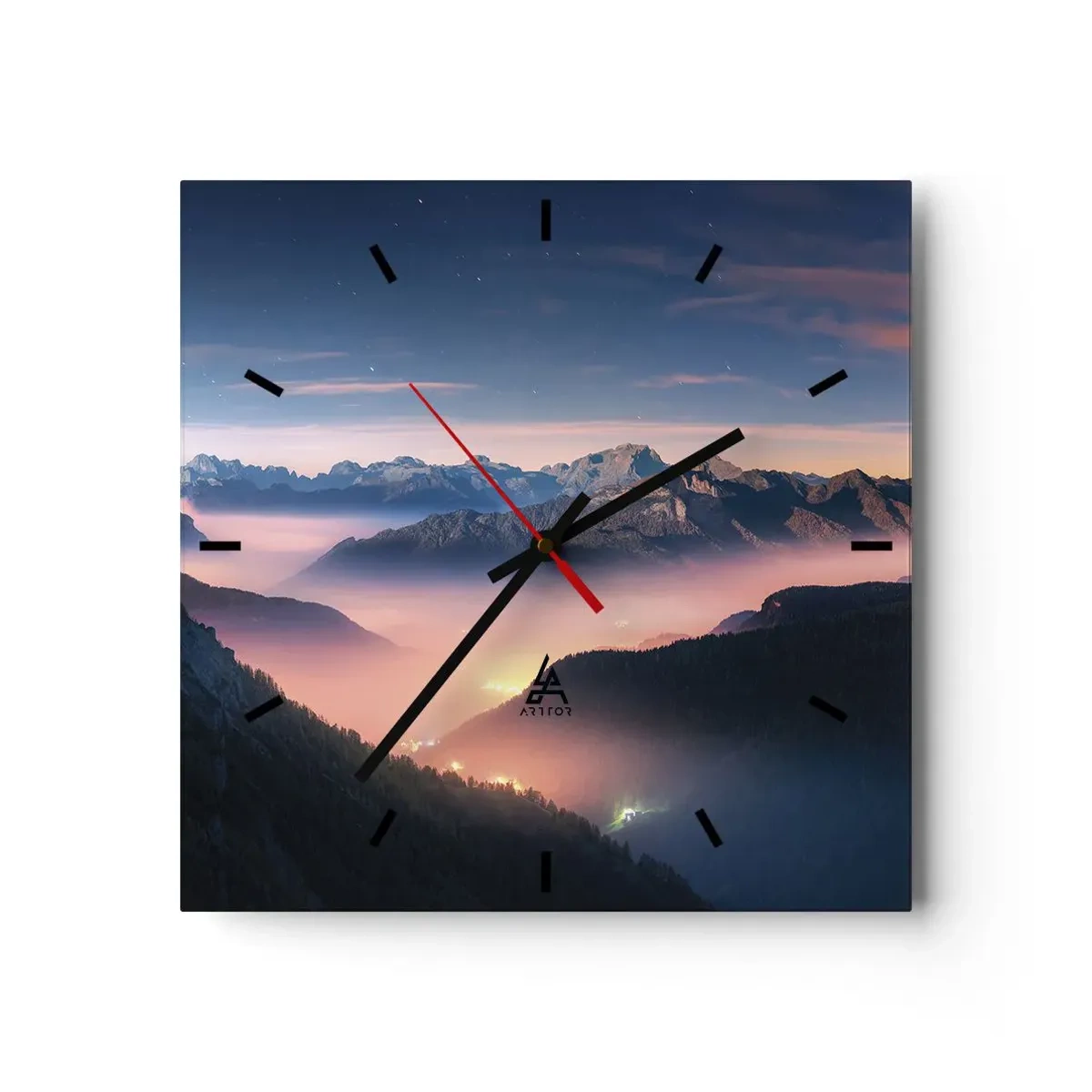Wandklok - Klok - Licht in de dalen - 30x30 cm