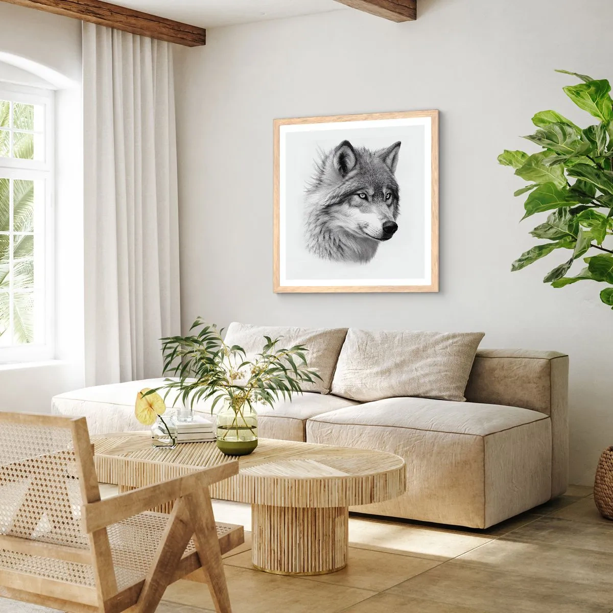 Een poster in een licht eiken lijst - Alfa – zonder twijfel - 30x30 cm