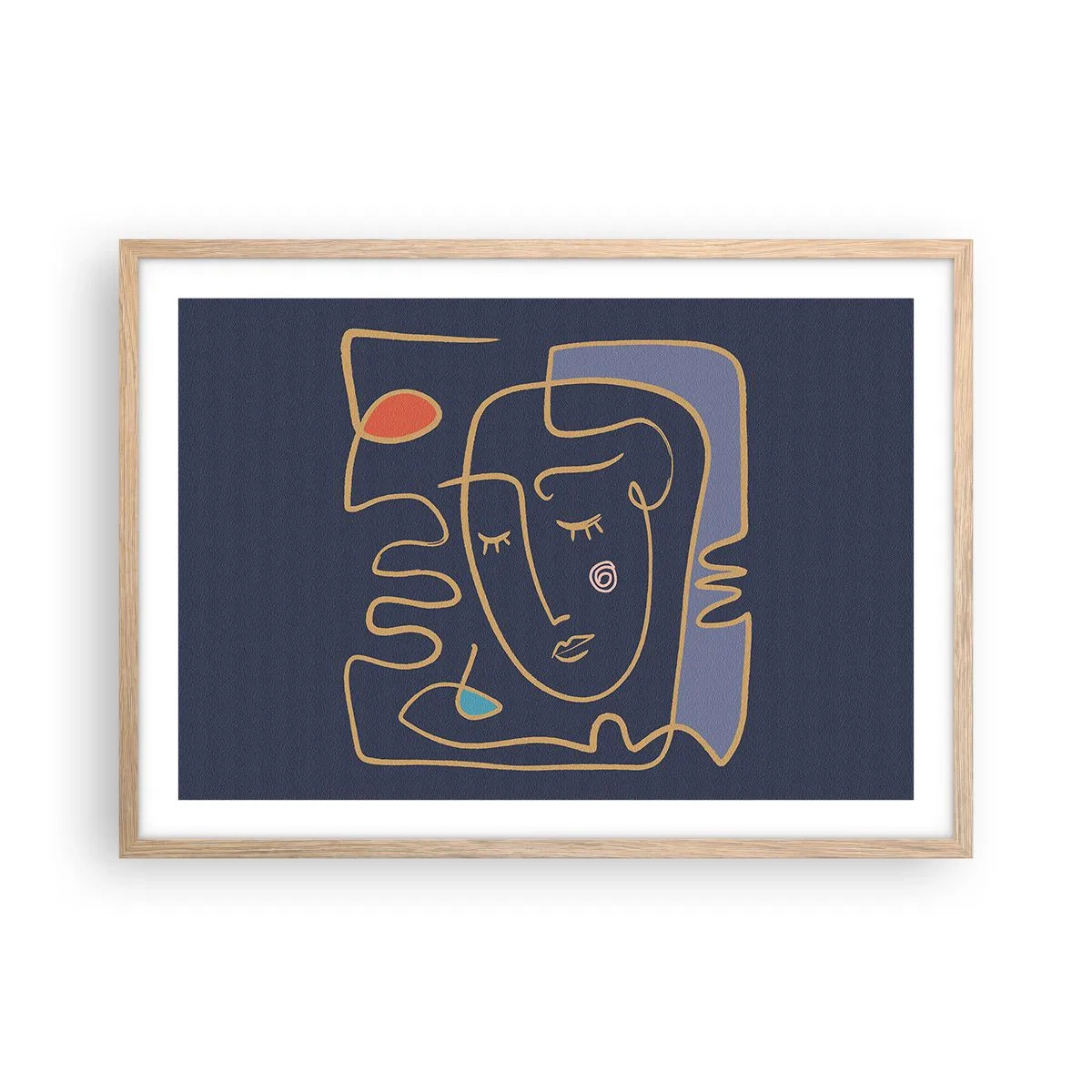 Een poster in een licht eiken lijst - In nadenken - 70x50 cm