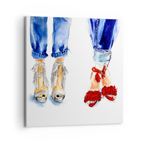 Schilderen op canvas - Misschien gaan we wandelen? - 50x50 cm