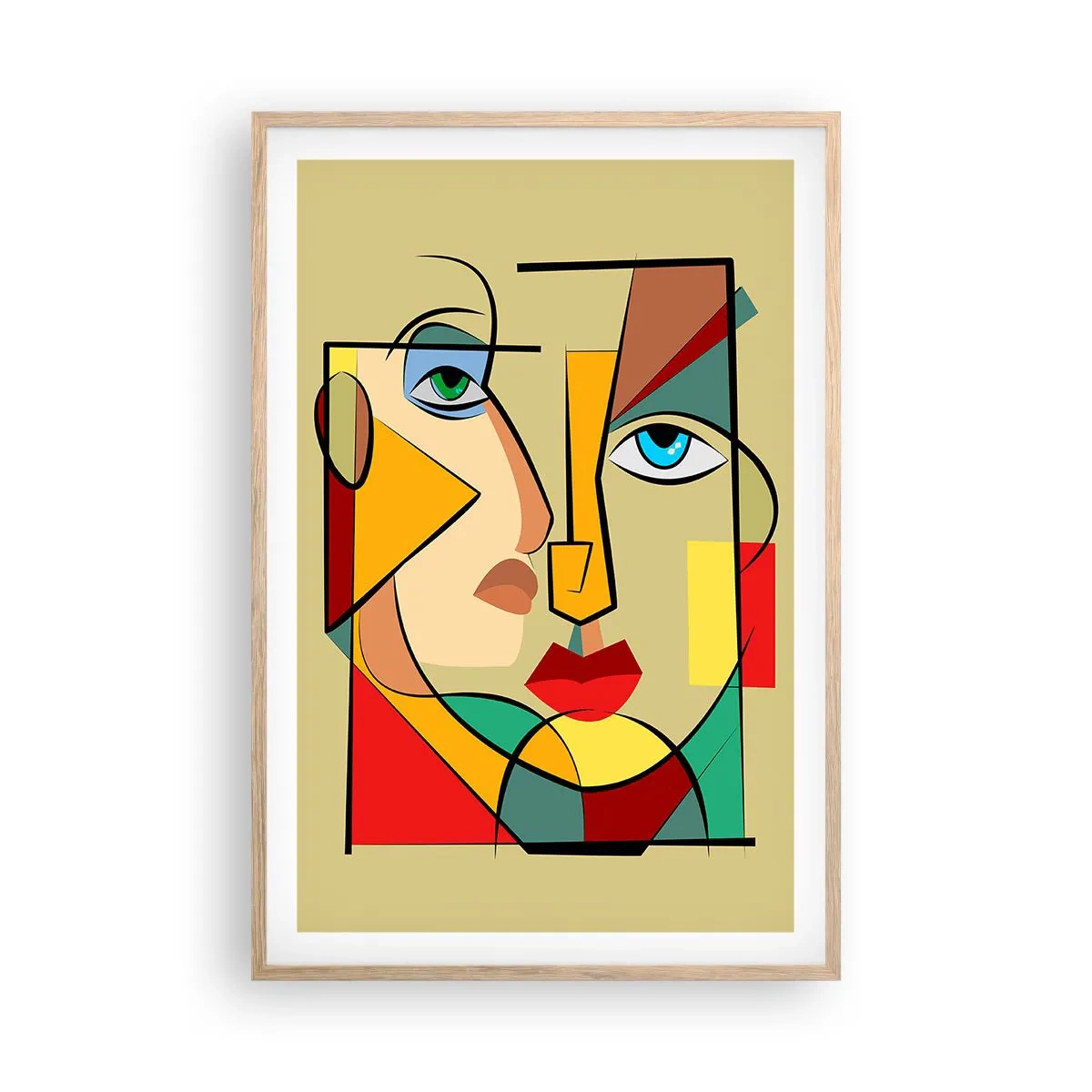 Een poster in een licht eiken lijst - Bij elkaar passend paar - 61x91 cm