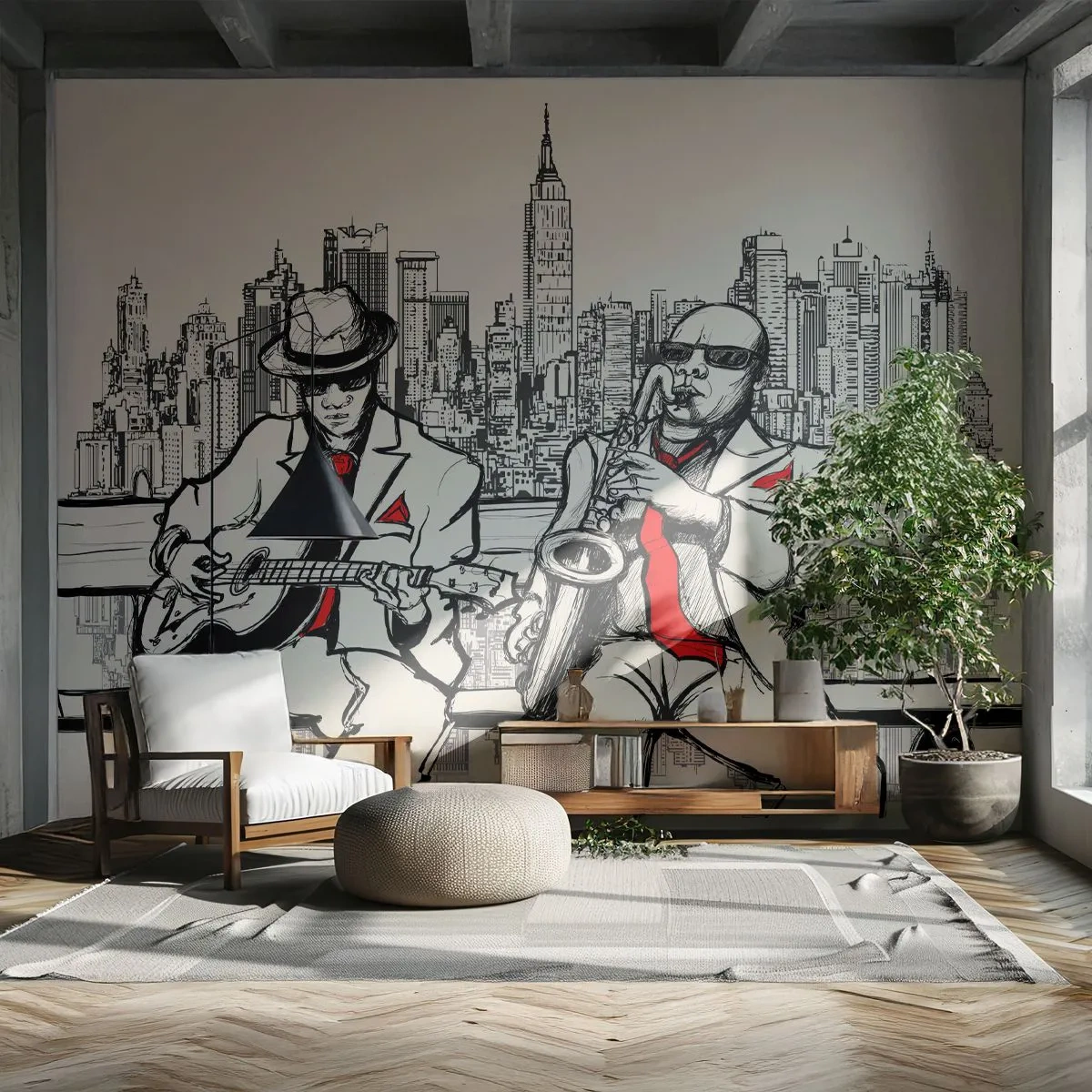 Fotobehang Standard Eco - Improvisatie van New York - Muziek, Jazz, New York - 200x140 cm