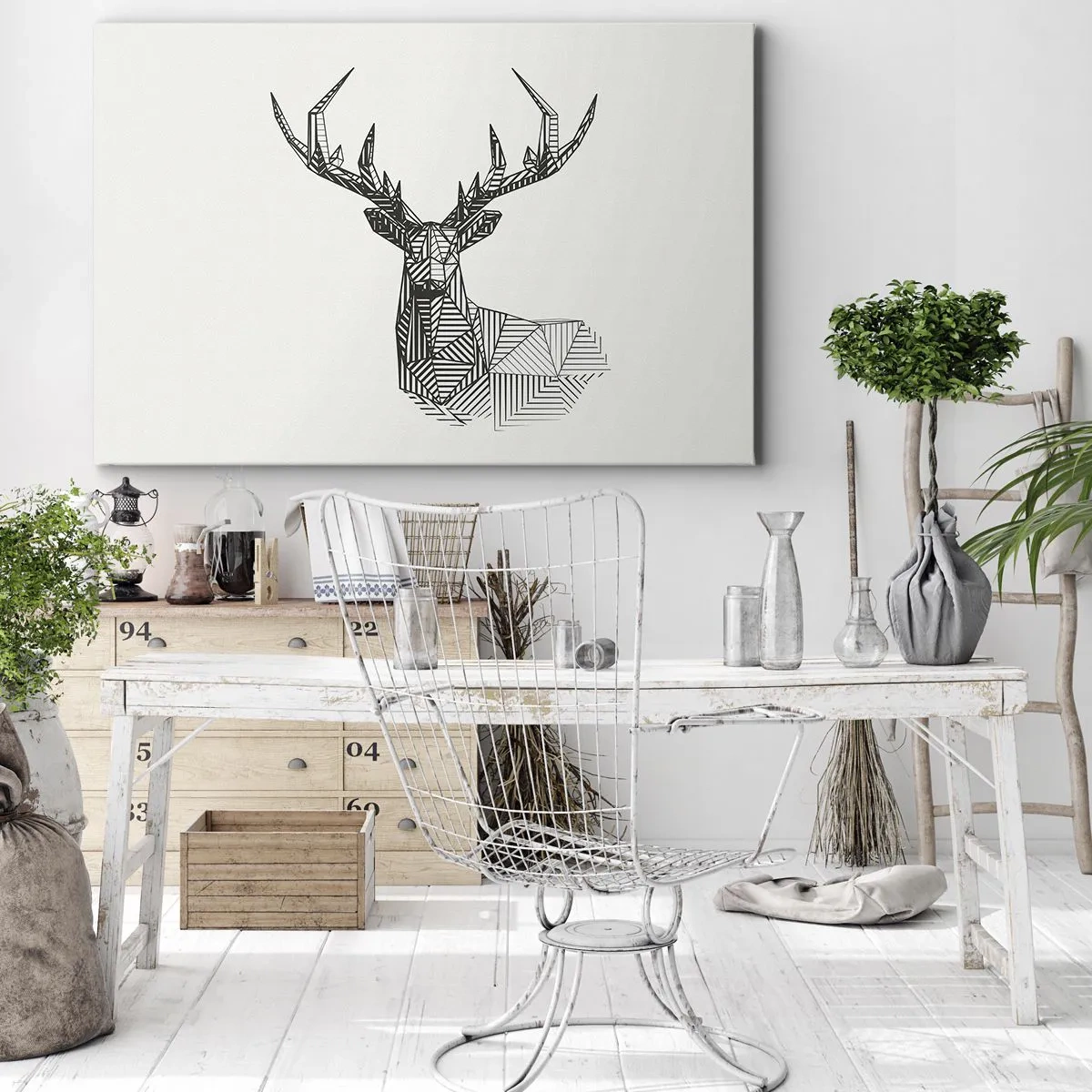 Schilderen op canvas - Een hert in kubistische stijl - 120x80 cm