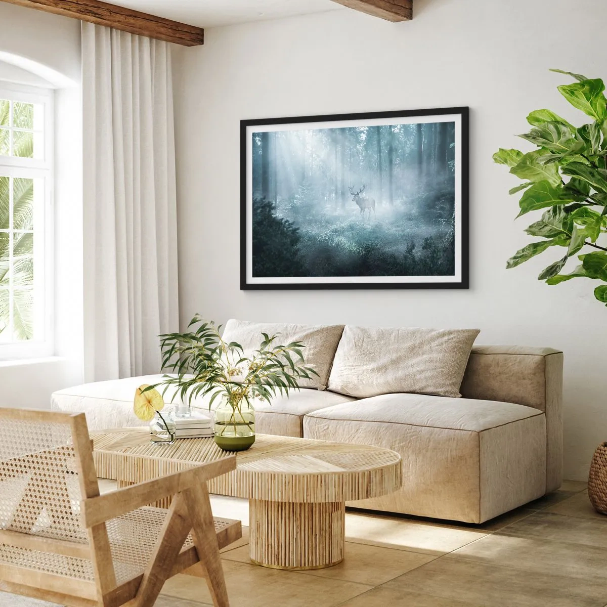 Poster in een zwarte lijst - Ochtendbezoek aan het landgoed - 40x30 cm