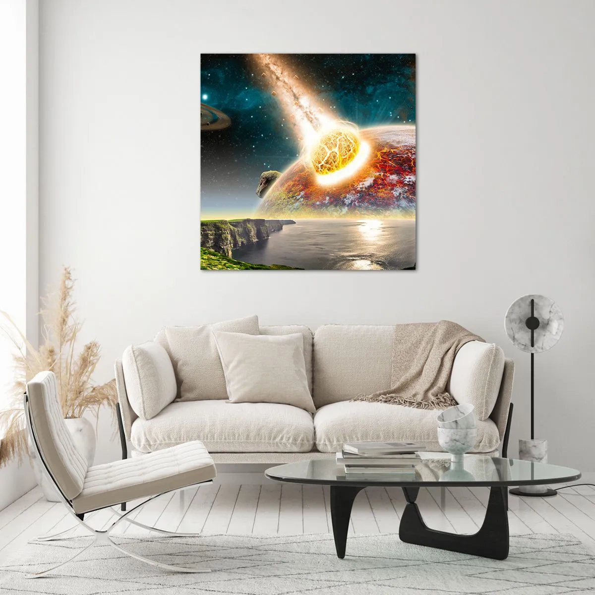 Schilderen op glas - Kosmisch drama - 30x30 cm