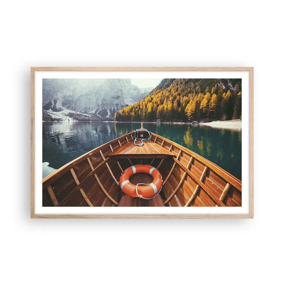 Een poster in een licht eiken lijst - Bergtocht - 91x61 cm