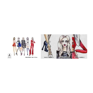 Fotobehang Monster Premium Sand - Elke week Fashion Week - Vrouw, Mode, Model - 100x30 cm