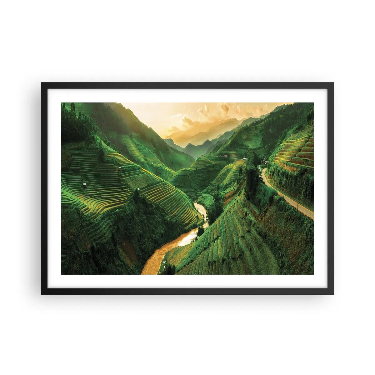 Poster in een zwarte lijst - Vietnamese vallei - 70x50 cm